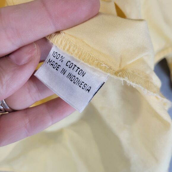 Vintage Talbots Womens Button Front top Size Xl Yellow Cotton Collared Career - Picture 4 of 7